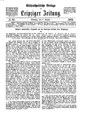 Leipziger Zeitung. Wissenschaftliche Beilage (Leipziger Zeitung) Sonntag 1. August 1875