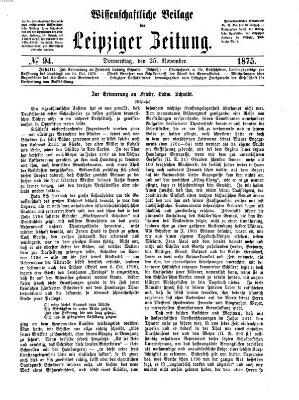 Leipziger Zeitung. Wissenschaftliche Beilage (Leipziger Zeitung) Donnerstag 25. November 1875