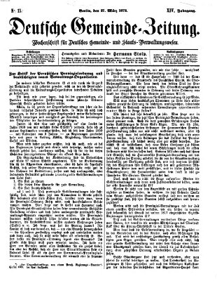 Deutsche Gemeinde-Zeitung Samstag 27. März 1875