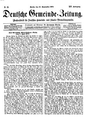 Deutsche Gemeinde-Zeitung Samstag 25. September 1875