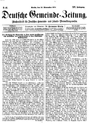 Deutsche Gemeinde-Zeitung Samstag 13. November 1875