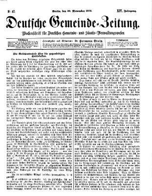 Deutsche Gemeinde-Zeitung Samstag 20. November 1875