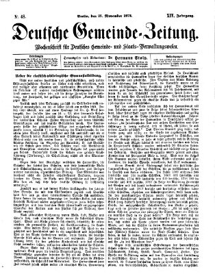 Deutsche Gemeinde-Zeitung Samstag 27. November 1875