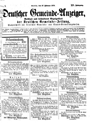 Deutsche Gemeinde-Zeitung Samstag 27. Februar 1875