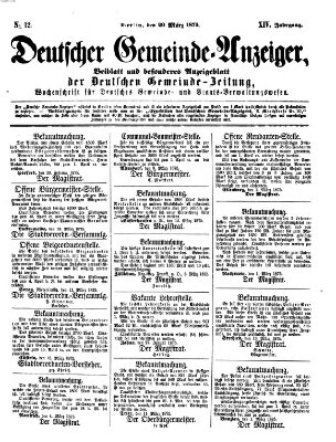 Deutsche Gemeinde-Zeitung Samstag 20. März 1875