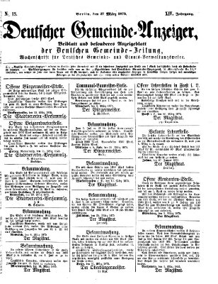 Deutsche Gemeinde-Zeitung Samstag 27. März 1875