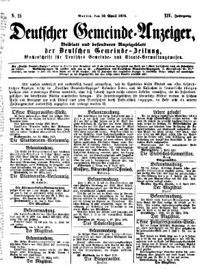 Deutsche Gemeinde-Zeitung Samstag 10. April 1875