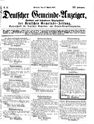 Deutsche Gemeinde-Zeitung Samstag 17. April 1875