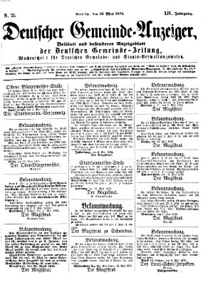 Deutsche Gemeinde-Zeitung Samstag 22. Mai 1875