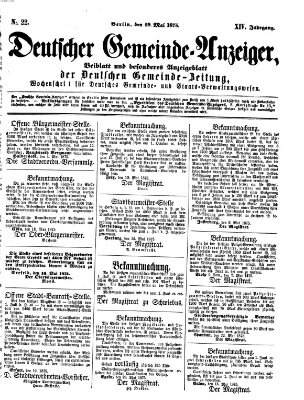 Deutsche Gemeinde-Zeitung Samstag 29. Mai 1875