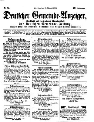 Deutsche Gemeinde-Zeitung Samstag 21. August 1875