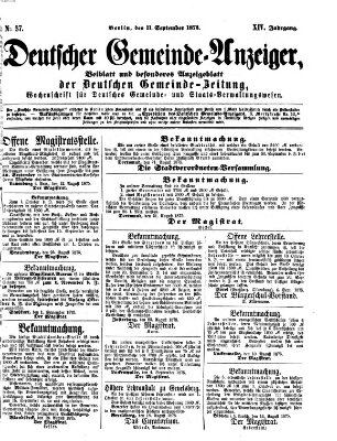 Deutsche Gemeinde-Zeitung Samstag 11. September 1875