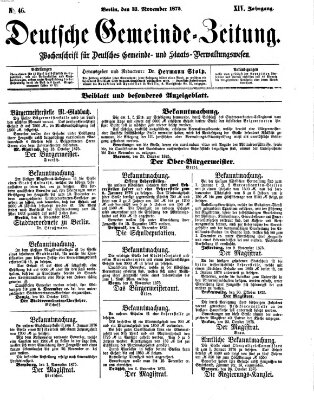 Deutsche Gemeinde-Zeitung Samstag 13. November 1875