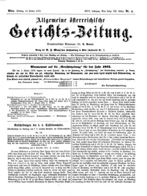 Allgemeine österreichische Gerichts-Zeitung Dienstag 12. Januar 1875