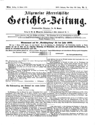 Allgemeine österreichische Gerichts-Zeitung Freitag 15. Januar 1875