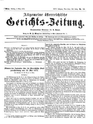 Allgemeine österreichische Gerichts-Zeitung Dienstag 2. März 1875