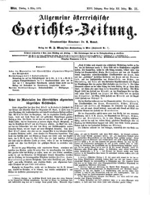 Allgemeine österreichische Gerichts-Zeitung Dienstag 9. März 1875