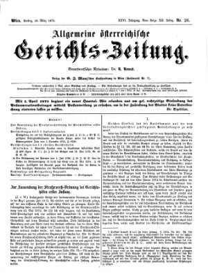 Allgemeine österreichische Gerichts-Zeitung Freitag 26. März 1875