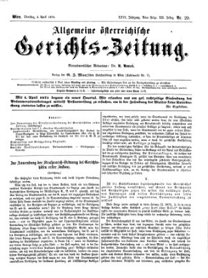 Allgemeine österreichische Gerichts-Zeitung Dienstag 6. April 1875