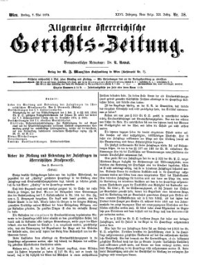 Allgemeine österreichische Gerichts-Zeitung Freitag 7. Mai 1875