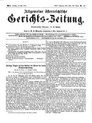 Allgemeine österreichische Gerichts-Zeitung Dienstag 18. Mai 1875