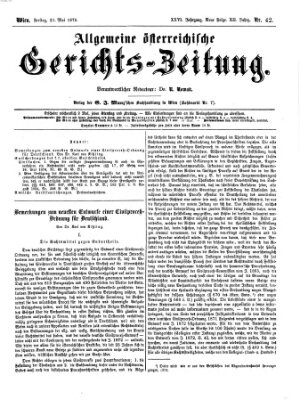 Allgemeine österreichische Gerichts-Zeitung Freitag 21. Mai 1875