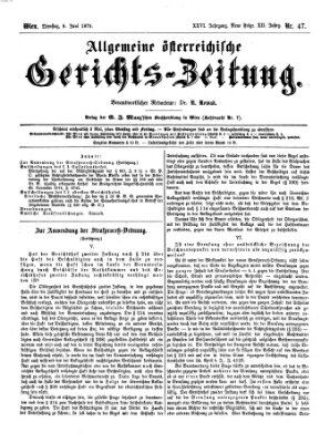 Allgemeine österreichische Gerichts-Zeitung Dienstag 8. Juni 1875
