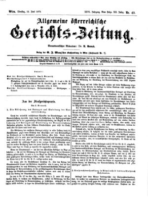 Allgemeine österreichische Gerichts-Zeitung Dienstag 15. Juni 1875