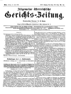 Allgemeine österreichische Gerichts-Zeitung Freitag 18. Juni 1875