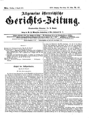 Allgemeine österreichische Gerichts-Zeitung Dienstag 3. August 1875