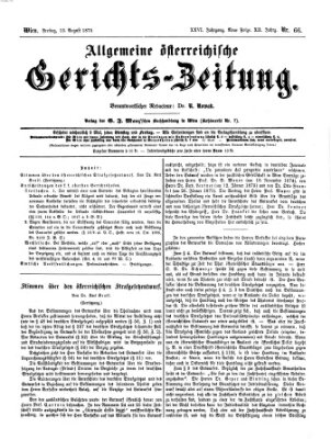 Allgemeine österreichische Gerichts-Zeitung Freitag 13. August 1875