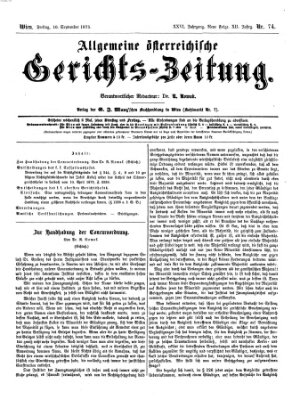 Allgemeine österreichische Gerichts-Zeitung Freitag 10. September 1875