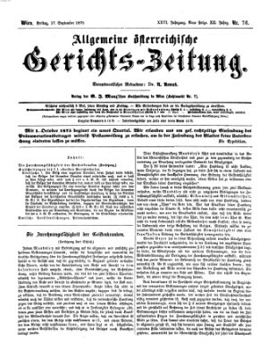 Allgemeine österreichische Gerichts-Zeitung Freitag 17. September 1875