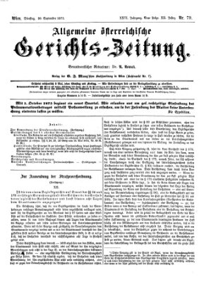 Allgemeine österreichische Gerichts-Zeitung Dienstag 28. September 1875