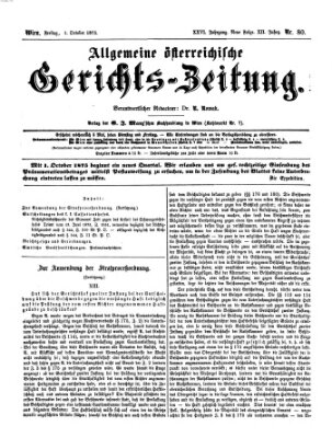 Allgemeine österreichische Gerichts-Zeitung Freitag 1. Oktober 1875