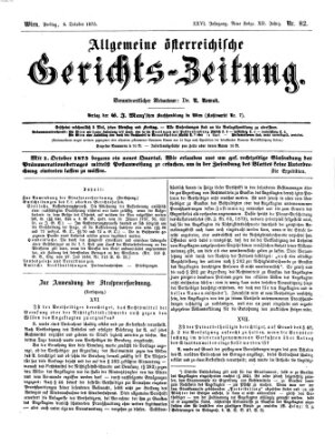 Allgemeine österreichische Gerichts-Zeitung Freitag 8. Oktober 1875