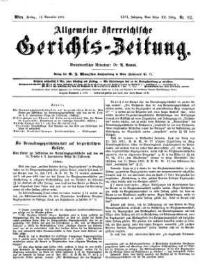 Allgemeine österreichische Gerichts-Zeitung Freitag 12. November 1875