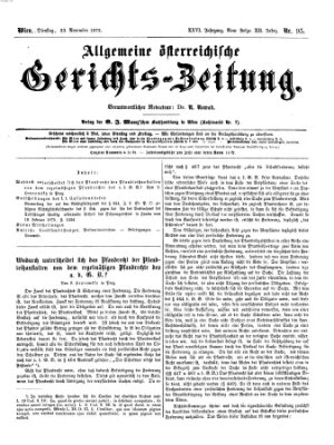 Allgemeine österreichische Gerichts-Zeitung Dienstag 23. November 1875