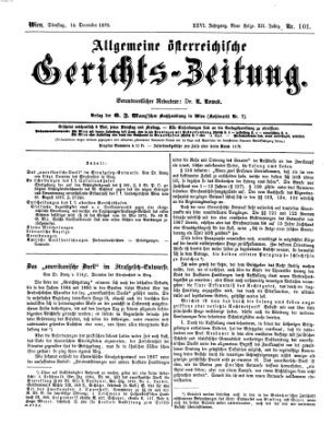 Allgemeine österreichische Gerichts-Zeitung Dienstag 14. Dezember 1875