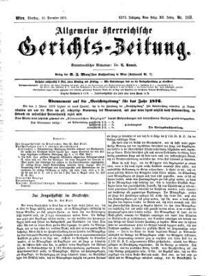 Allgemeine österreichische Gerichts-Zeitung Dienstag 21. Dezember 1875