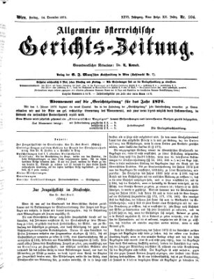 Allgemeine österreichische Gerichts-Zeitung Freitag 24. Dezember 1875