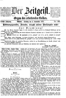 Der Zeitgeist Samstag 4. September 1875