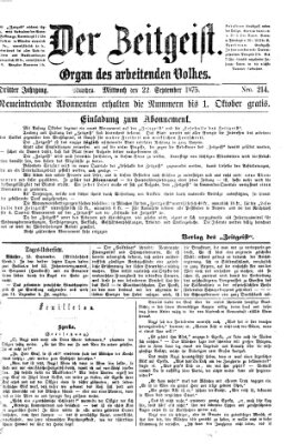 Der Zeitgeist Mittwoch 22. September 1875