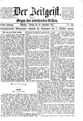 Der Zeitgeist Freitag 24. September 1875