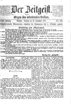 Der Zeitgeist Sonntag 26. September 1875