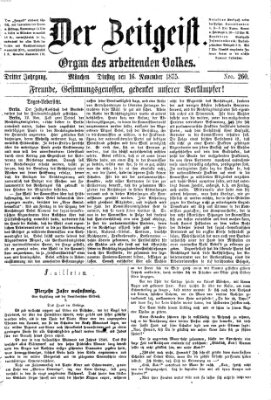 Der Zeitgeist Dienstag 16. November 1875