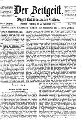 Der Zeitgeist Samstag 27. November 1875