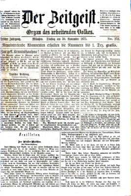 Der Zeitgeist Dienstag 30. November 1875