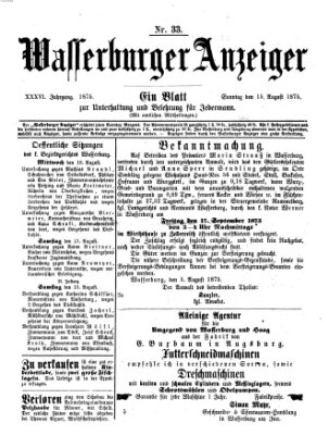 Wasserburger Anzeiger (Wasserburger Wochenblatt) Sonntag 15. August 1875