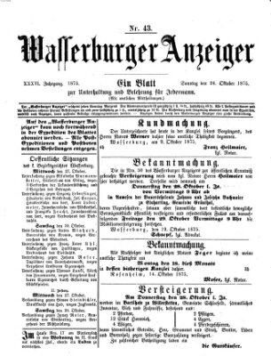 Wasserburger Anzeiger (Wasserburger Wochenblatt) Sonntag 24. Oktober 1875